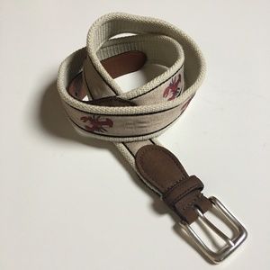 THOMAS BATES Lobster Leather Nickel Buckle Belt 36